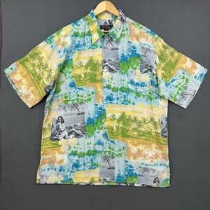 Tori Richard Shirt Mens XL Short Sleeve Hawaiin Beach Floral Girl Made in USA